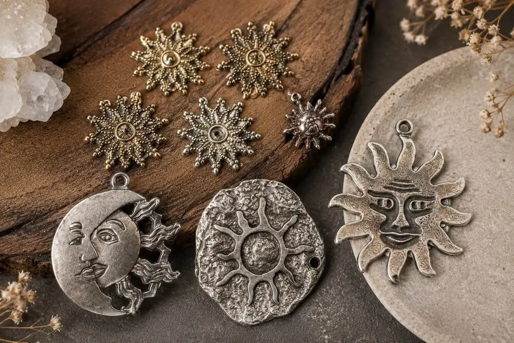 Celestial Sun, Moon & Star Metal Charms Assorted Jewelry Making Craft Lot